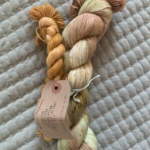 Hand-Dyed sock set by little wolf knits in color matcha mararoons